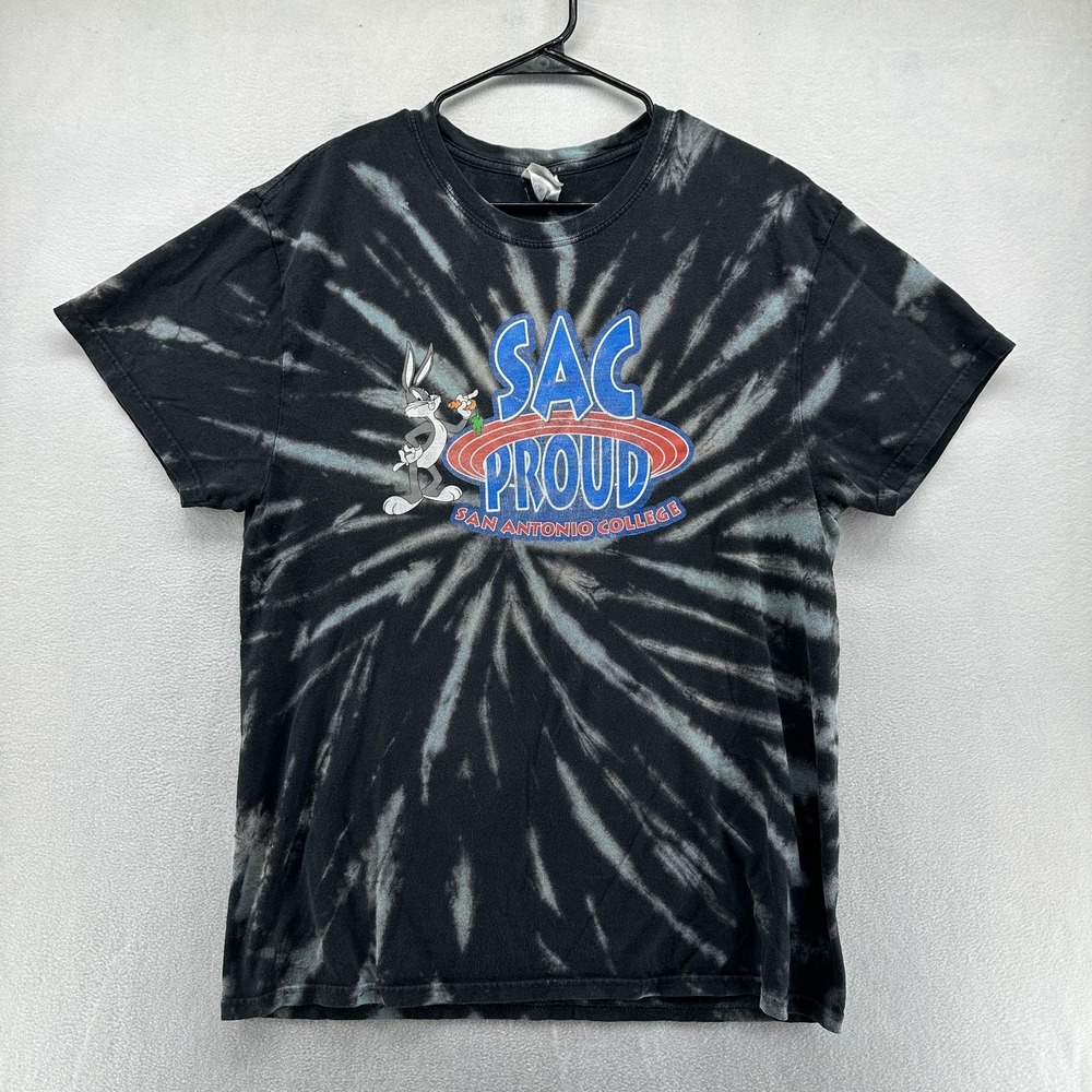 Bugs Bunny SAC Proud San Antonio College Tie Dye T-Shirt Mens L Y2K